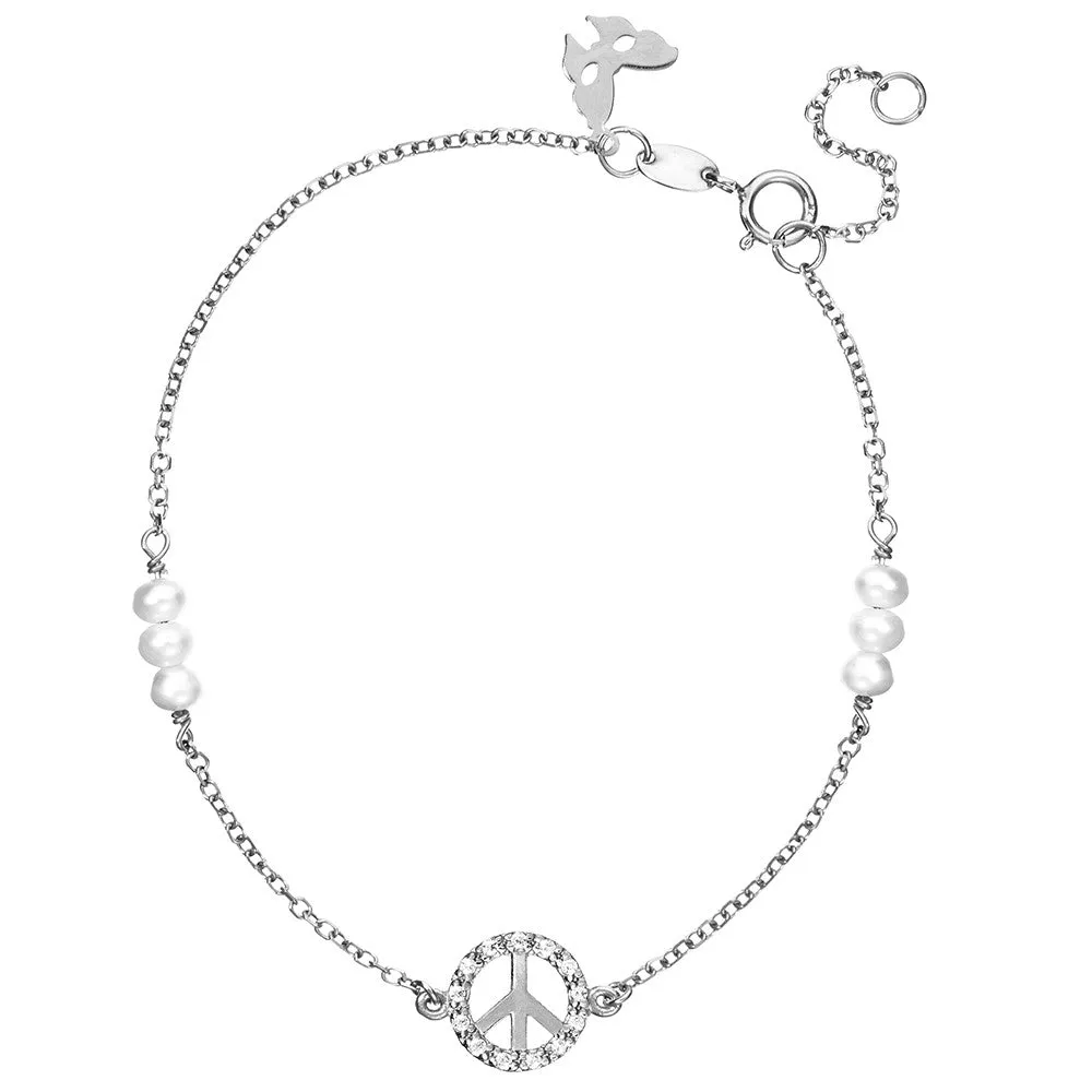 Symbolic Peace Silver Bracelet