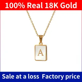 Szjinao 26 Letters Necklace 18k Gold 100% Real With Certificate Pendant For Women AU750 Unique Jewelry Luxury Birthday Gift Sale