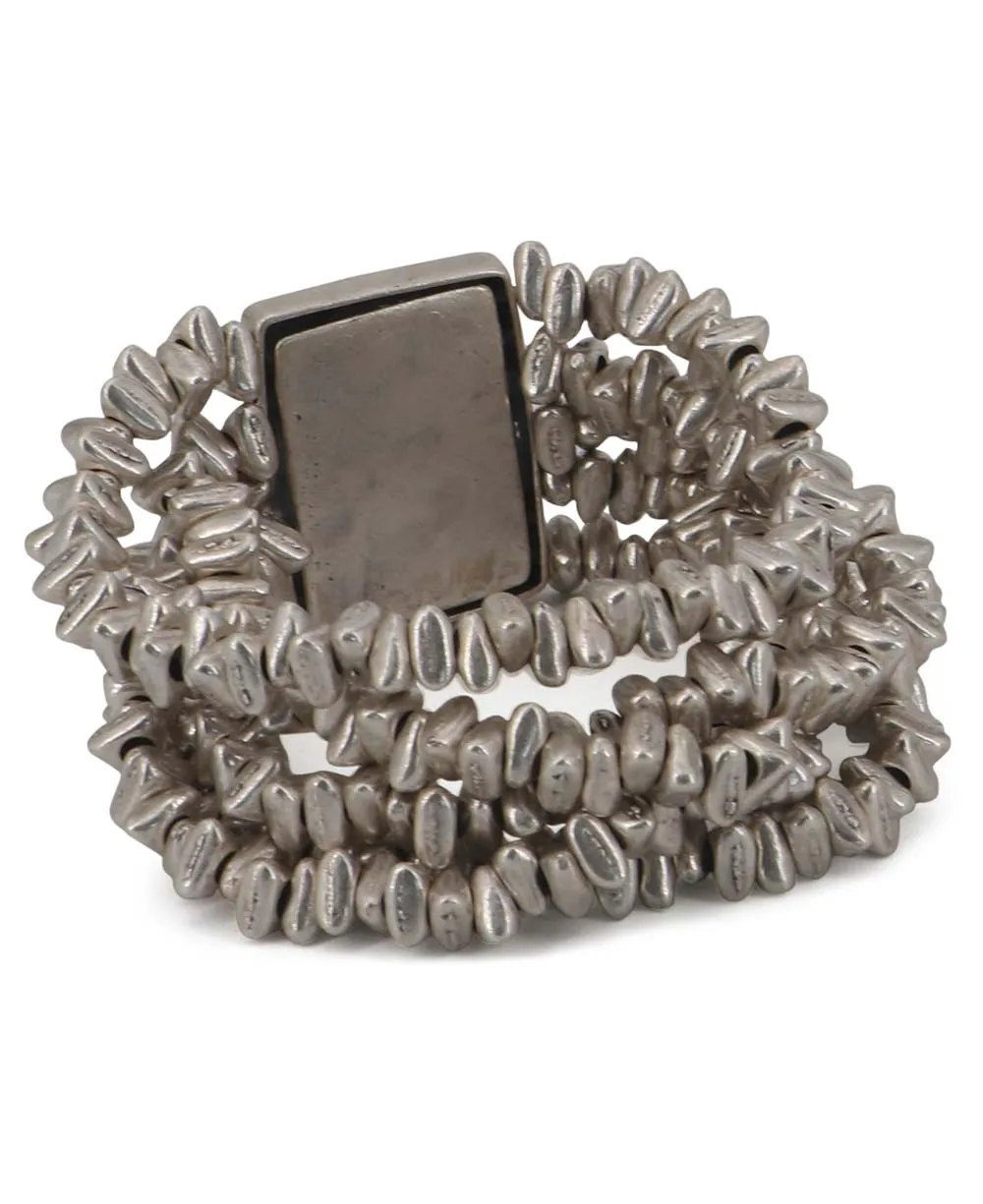 Textured Pewter Bead Stretch Bracelet