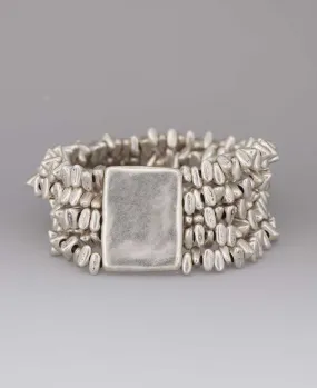 Textured Pewter Bead Stretch Bracelet