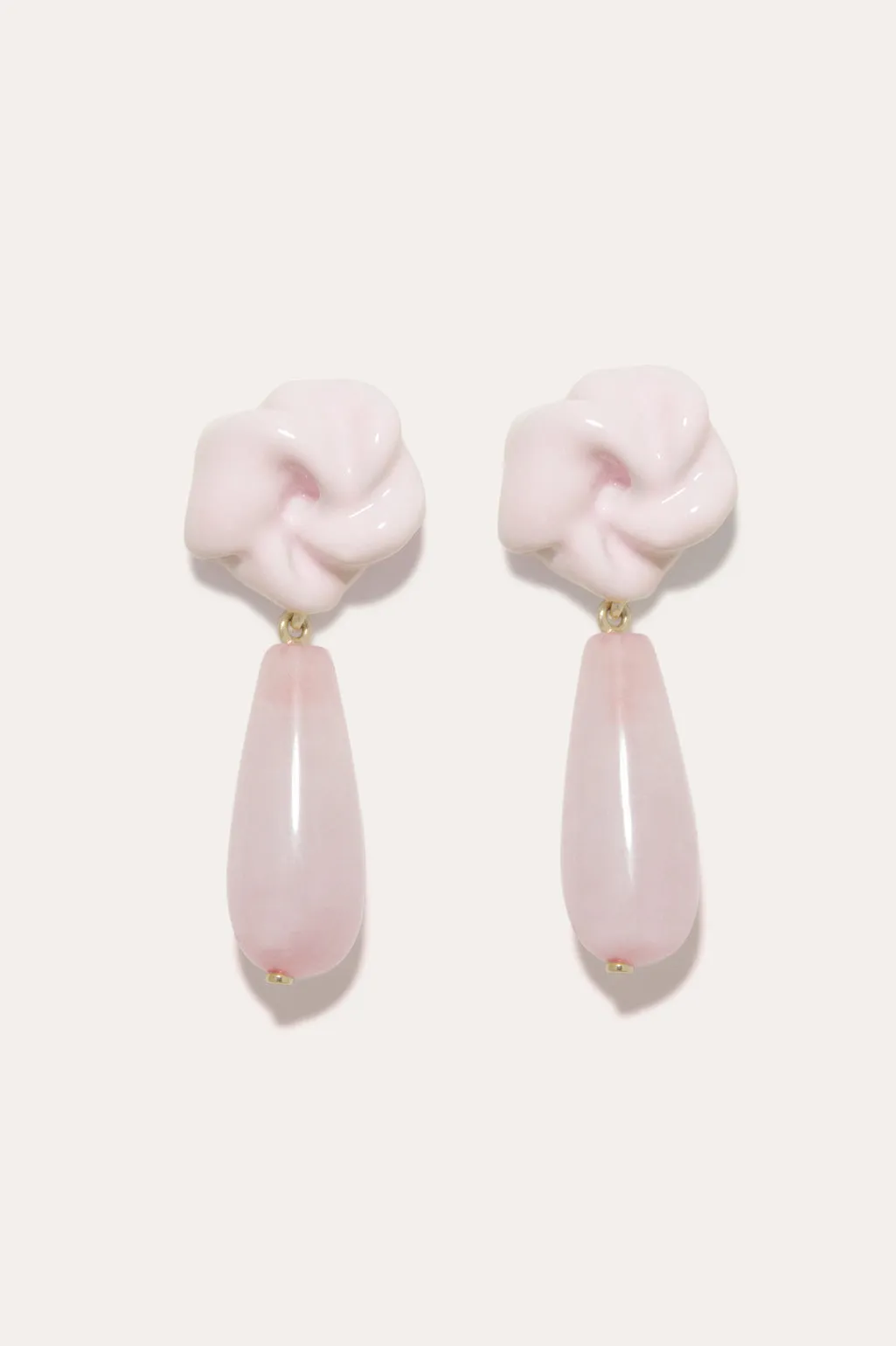 The Depths of Time - Rose Quartz and Enamel Recycled Gold Vermeil Earrings