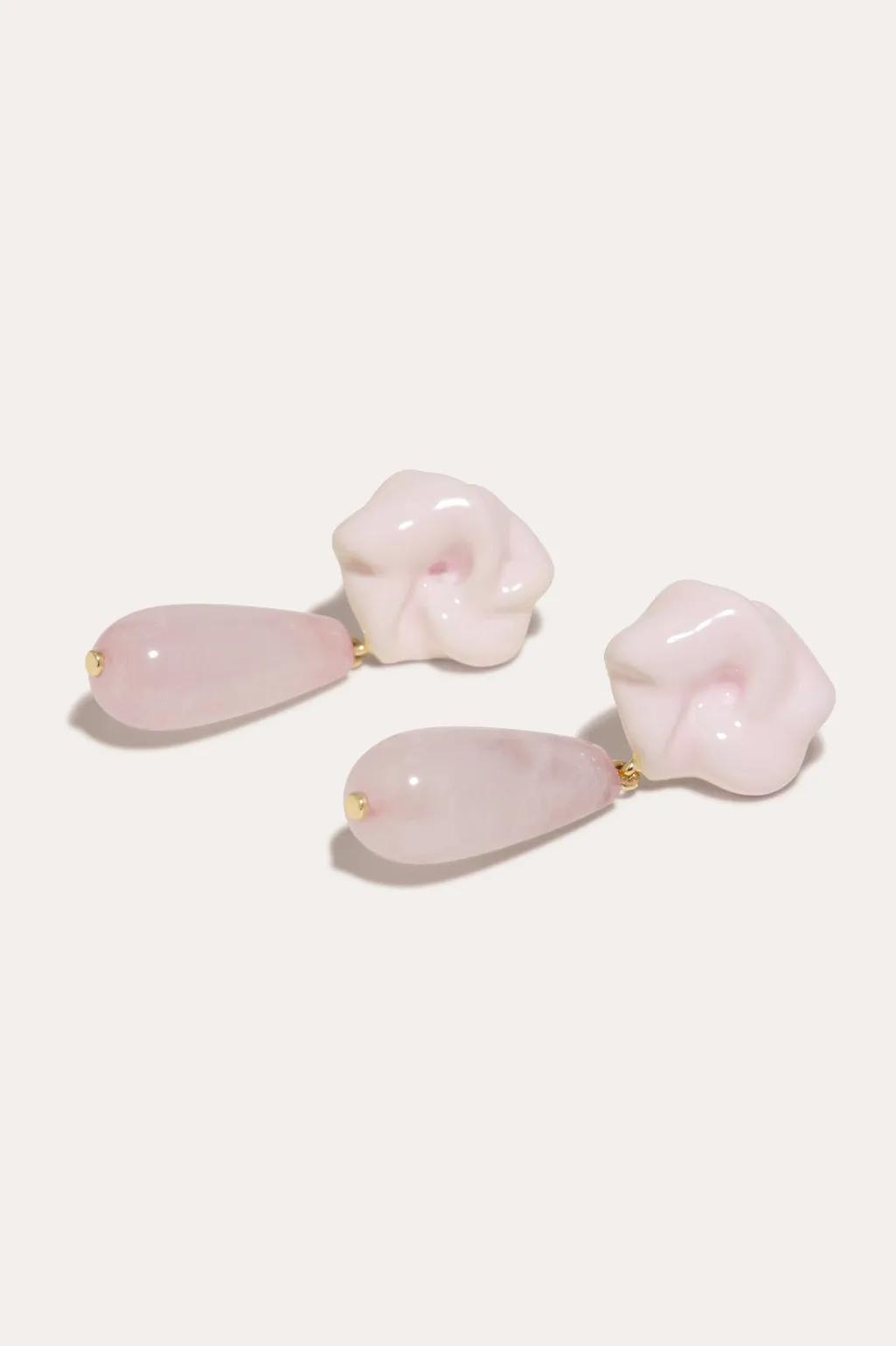 The Depths of Time - Rose Quartz and Enamel Recycled Gold Vermeil Earrings