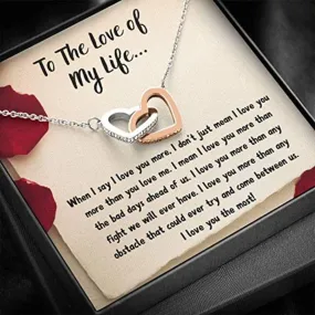 To The Love Of My Life I Love You The Most Interlocking Hearts Necklace Gifts For Girlfriends For Her Valentine's Day Gifts