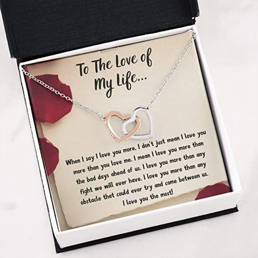 To The Love Of My Life I Love You The Most Interlocking Hearts Necklace Gifts For Girlfriends For Her Valentine's Day Gifts