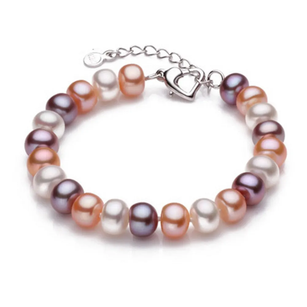 Top Quality 9-10mm Natural Freshwater Pearl Bracelet For Women White/multi-color 18cm 4cm extended chain