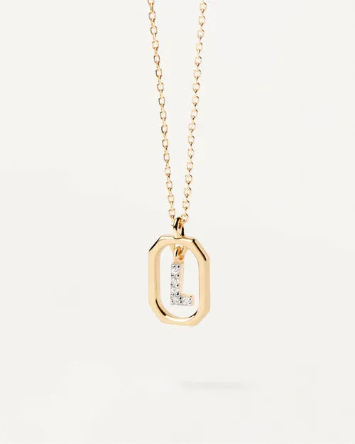 Trendy and hot-selling 18k gold English letter micro-paved zircon pendant color-coded gold-plated light luxury necklace