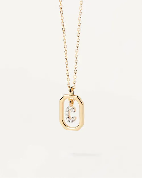 Trendy and hot-selling 18k gold English letter micro-paved zircon pendant color-coded gold-plated light luxury necklace