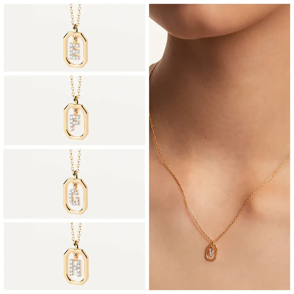 Trendy and hot-selling 18k gold English letter micro-paved zircon pendant color-coded gold-plated light luxury necklace