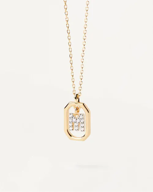 Trendy and hot-selling 18k gold English letter micro-paved zircon pendant color-coded gold-plated light luxury necklace