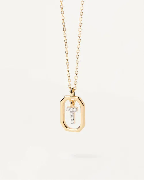 Trendy and hot-selling 18k gold English letter micro-paved zircon pendant color-coded gold-plated light luxury necklace