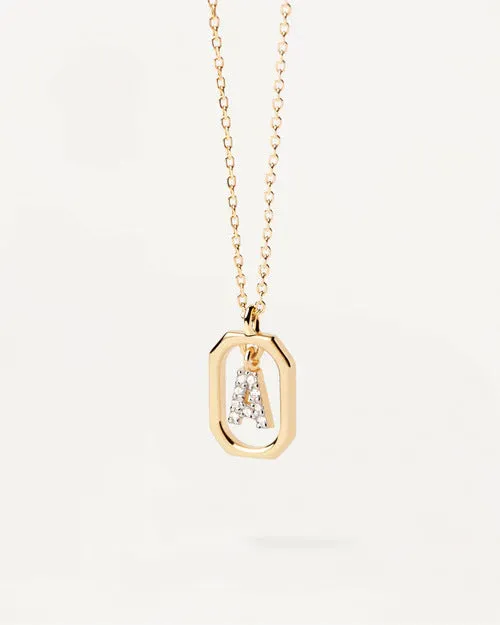 Trendy and hot-selling 18k gold English letter micro-paved zircon pendant color-coded gold-plated light luxury necklace