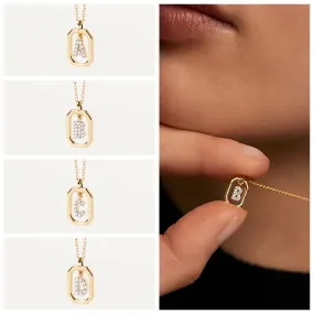 Trendy and hot-selling 18k gold English letter micro-paved zircon pendant color-coded gold-plated light luxury necklace