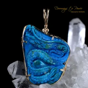 Turquoise Dragon Crystal Pendant 14k Gold