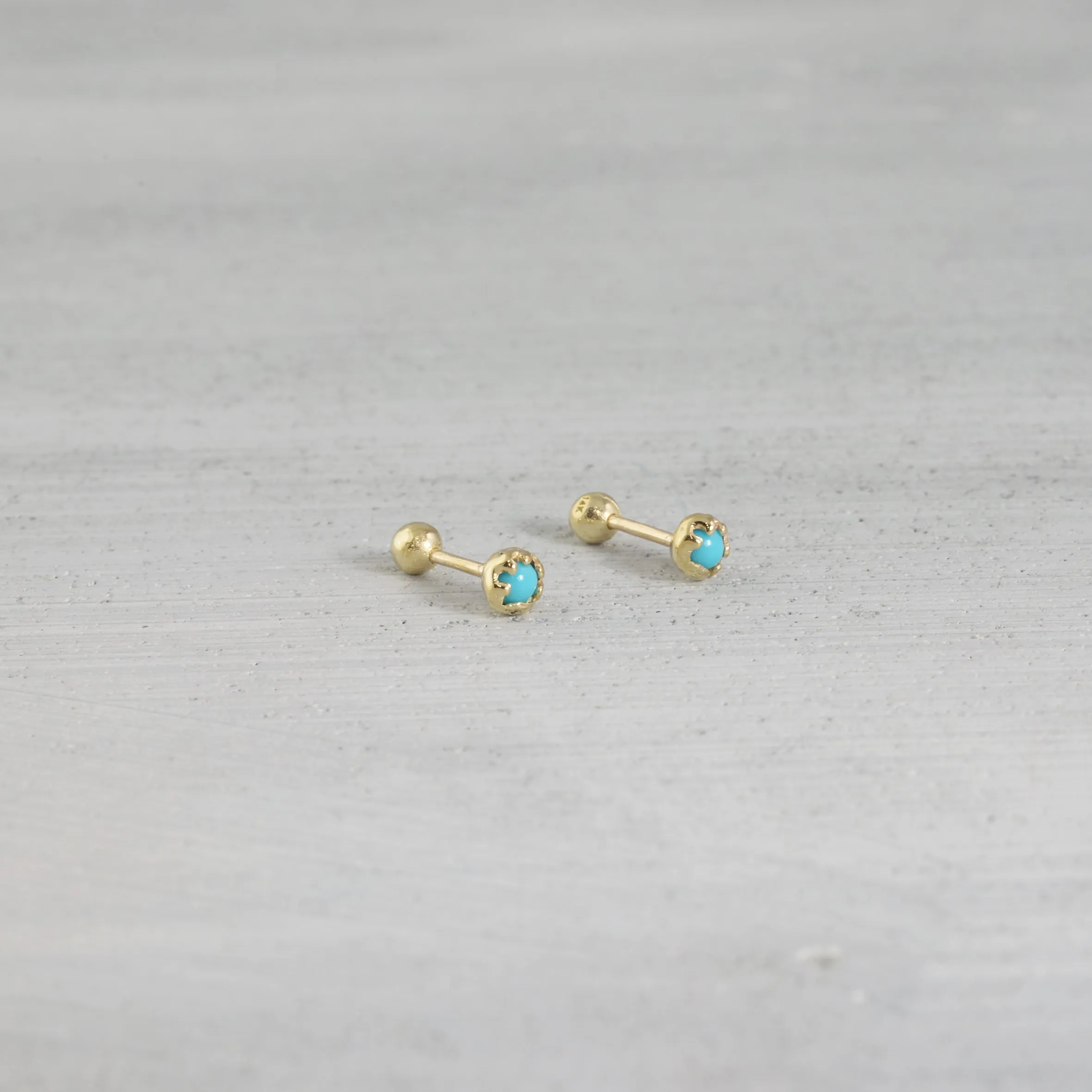 Turquoise mud stud Piercing (single) - 14K/ 18K Gold