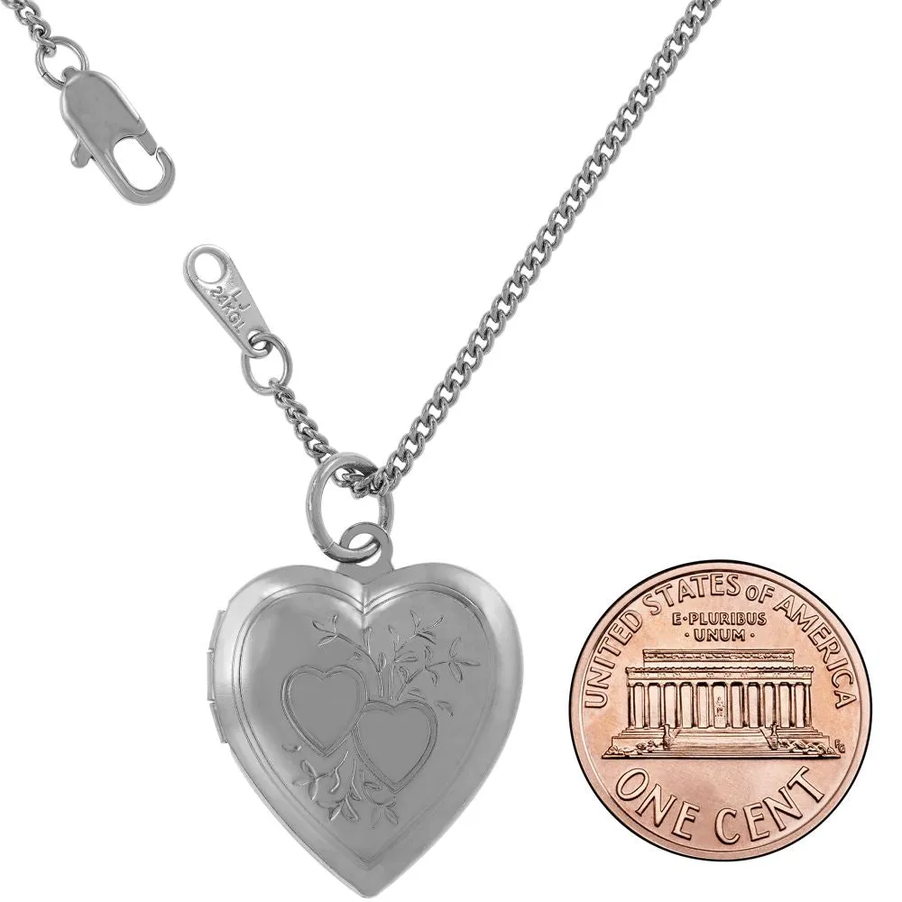 Two Hearts Locket, Rhodium