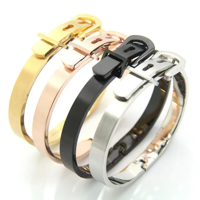 Unisex Women/Men Jewelry Wholesale 4 Colors Real Platinum/18K Gold Plated Round Trendy Belt Bracelets Bangles