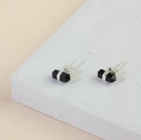 Unity Studs Earrings in Silver and Double-Terminated Obsidian Crystal