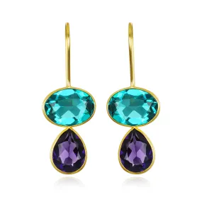 Valencia Teardrop Earring- Teal & Violet Gold