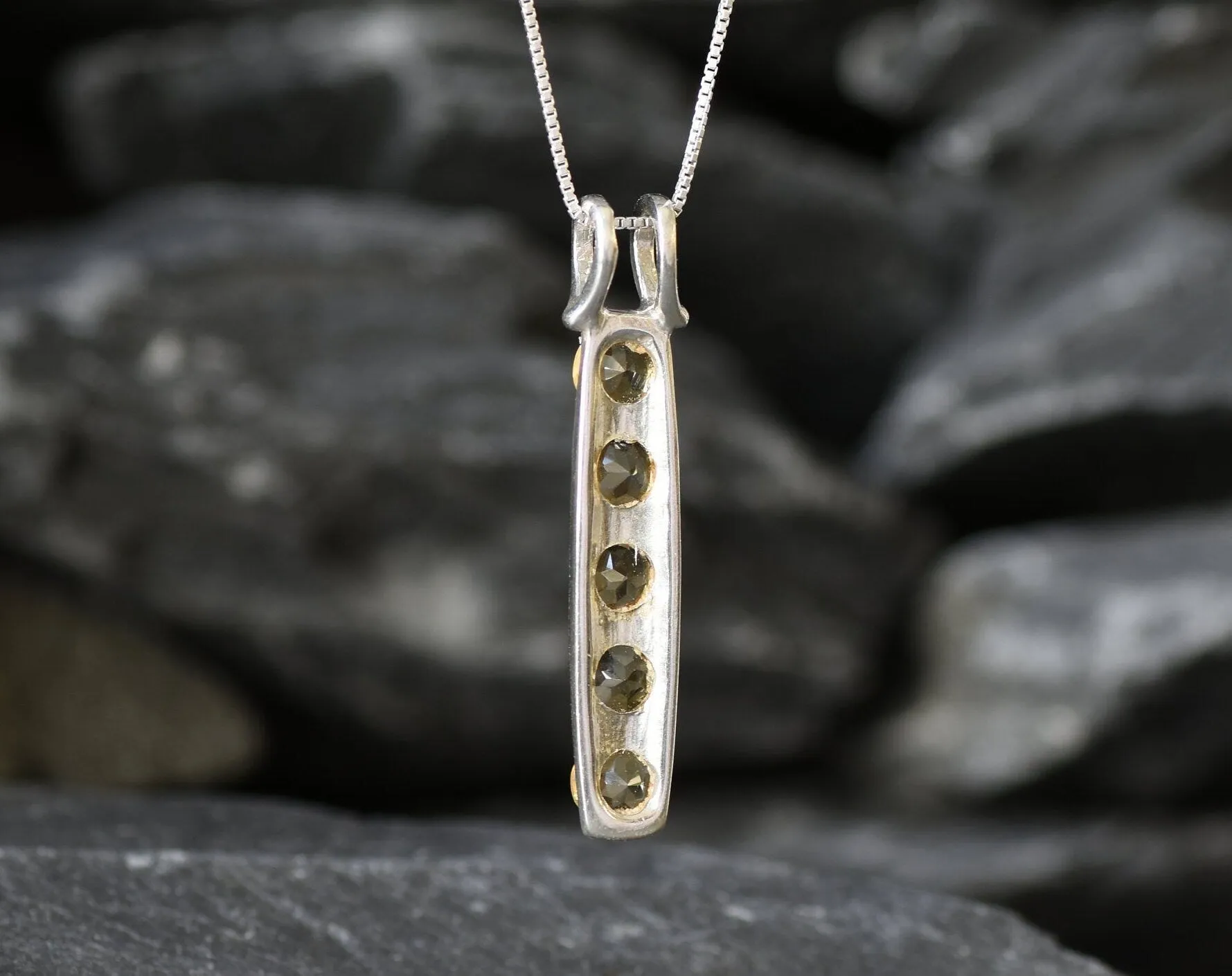 Vertical Citrine Pendant - Real Citrine Necklace - November Birthstone Necklace