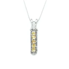 Vertical Citrine Pendant - Yellow Vintage Necklace - November Birthstone Necklace