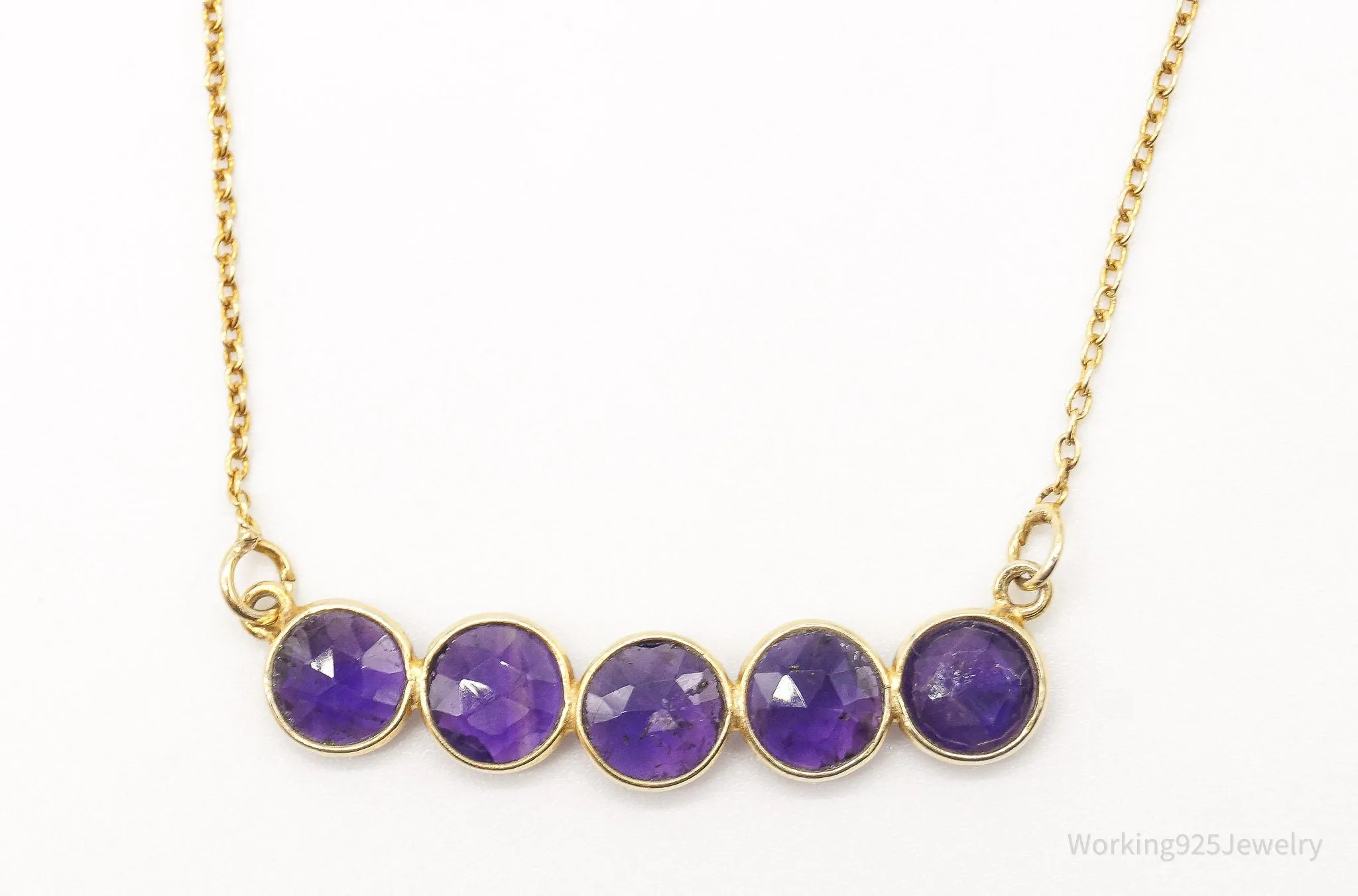 Vintage Amethyst Gold Vermeil Sterling Silver Necklace