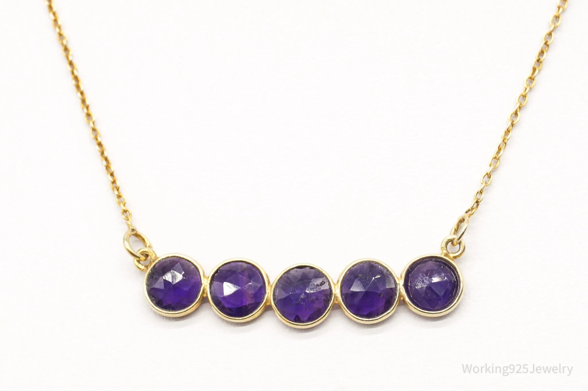 Vintage Amethyst Gold Vermeil Sterling Silver Necklace