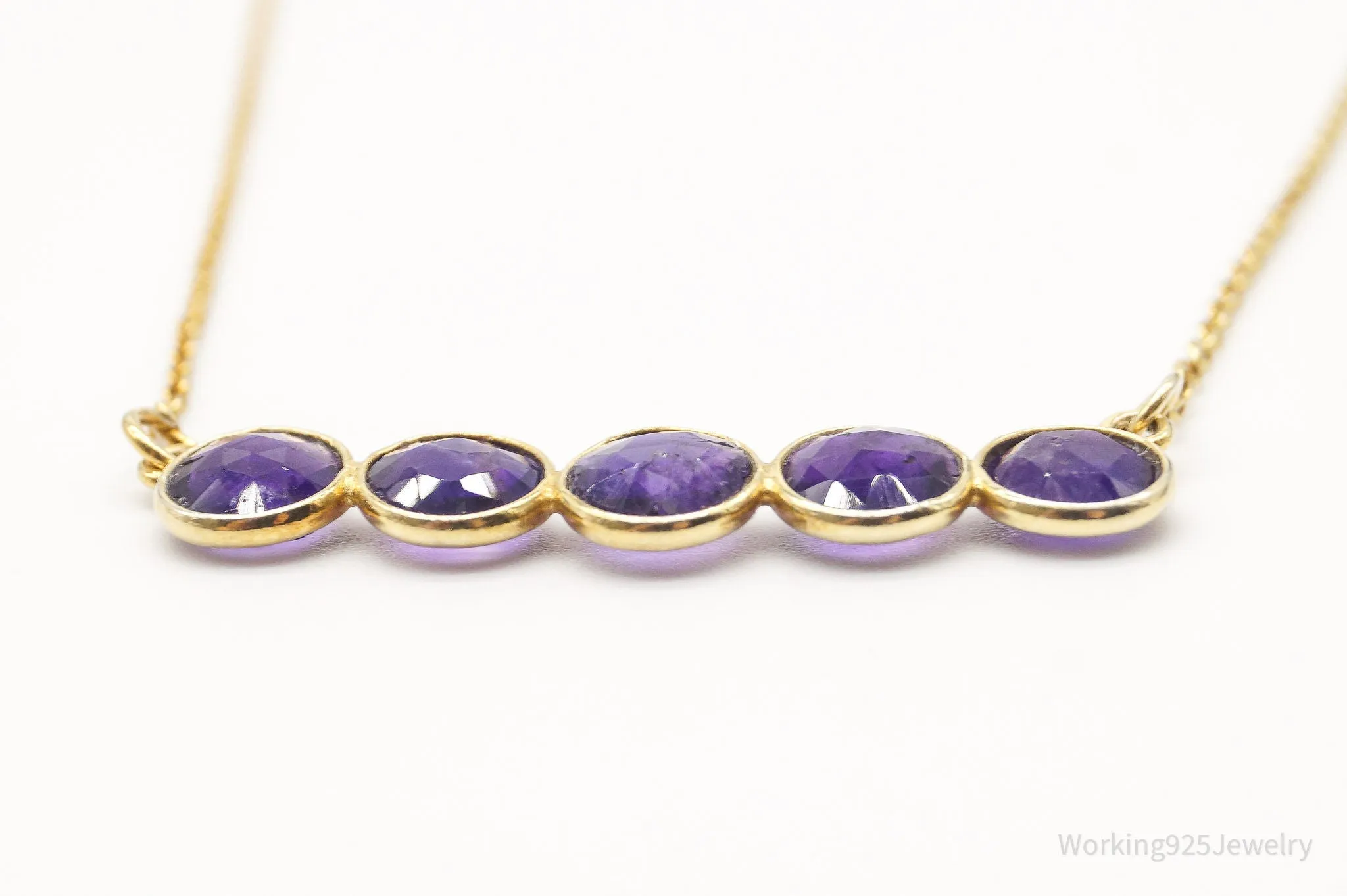 Vintage Amethyst Gold Vermeil Sterling Silver Necklace