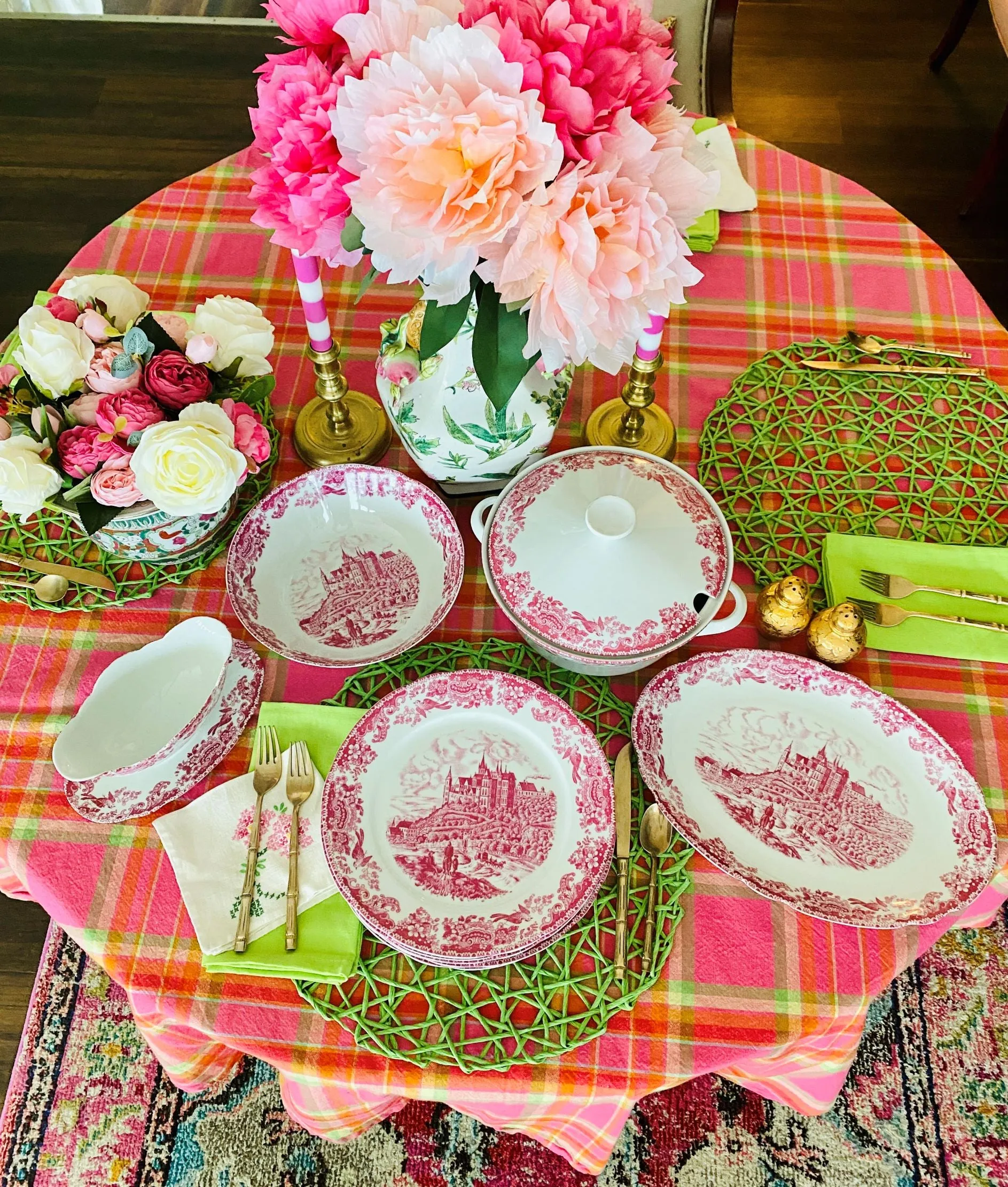 Vintage China - 11 Piece Set of Vintage 1960's Bavarian Pink Diadem China