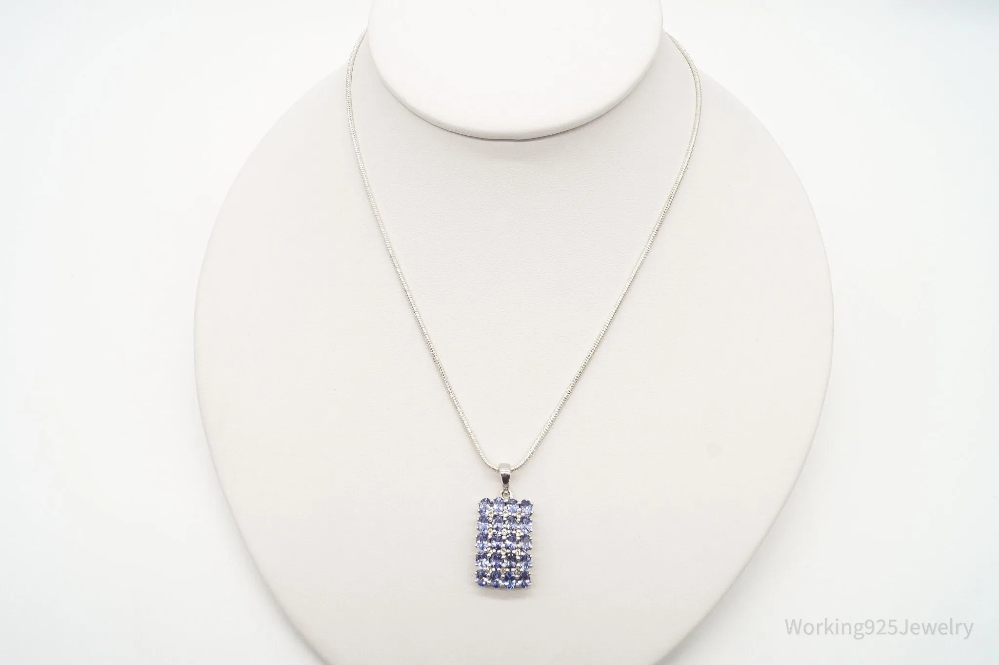 Vintage Designer TGGC Iolite Cubic Zirconia Sterling Silver Necklace