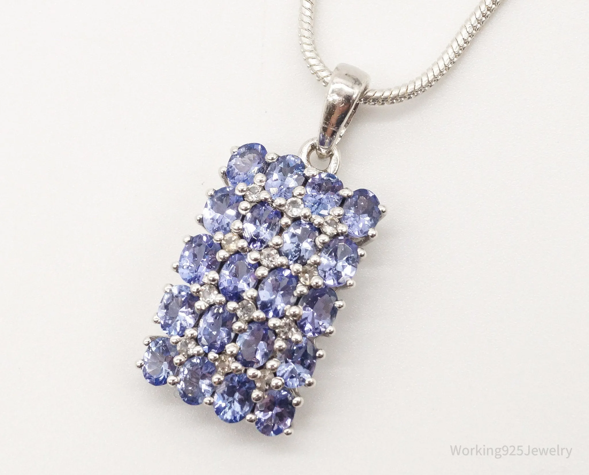 Vintage Designer TGGC Iolite Cubic Zirconia Sterling Silver Necklace