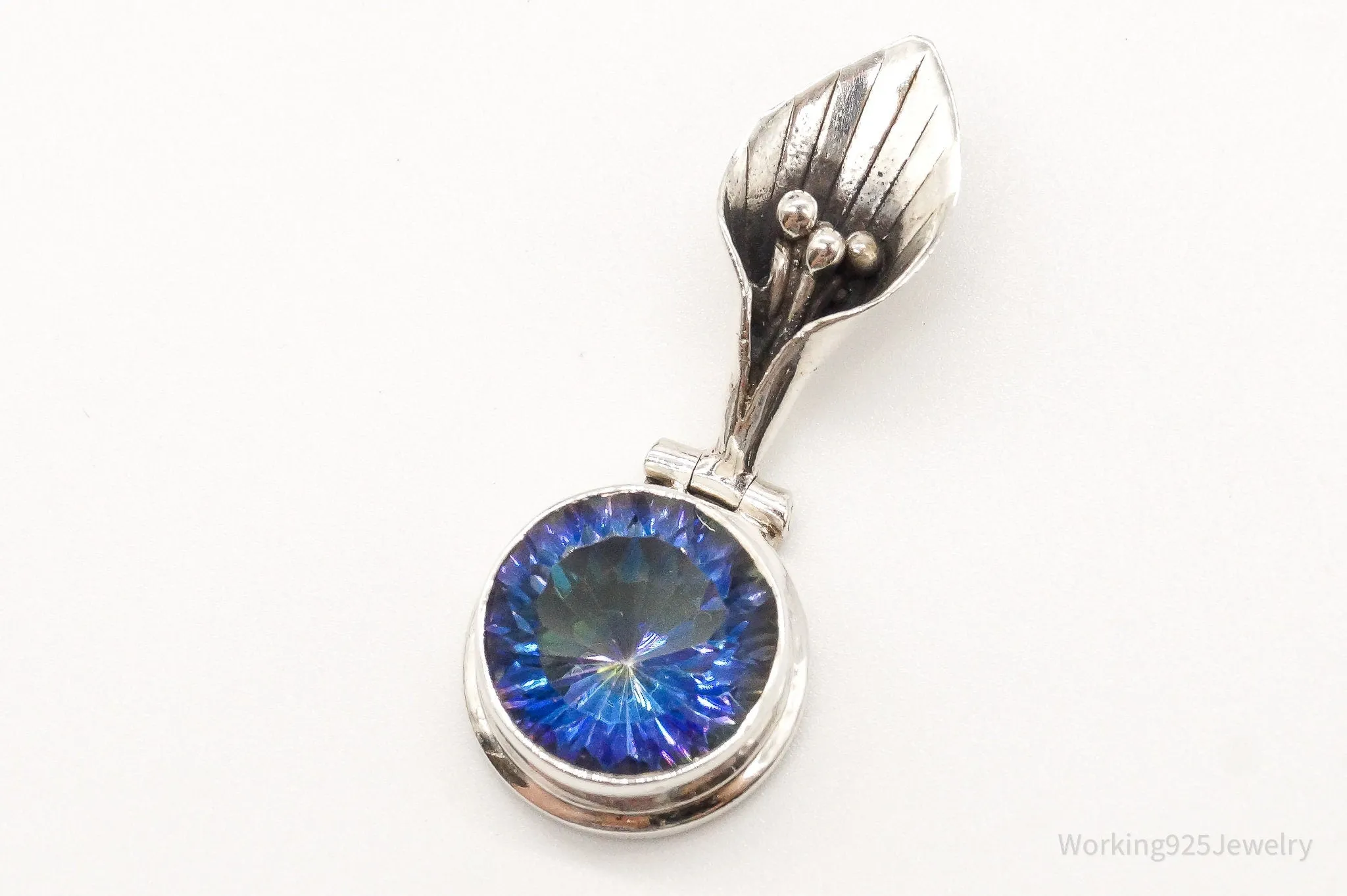 Vintage Large Mystic Topaz Sterling Silver Pendant