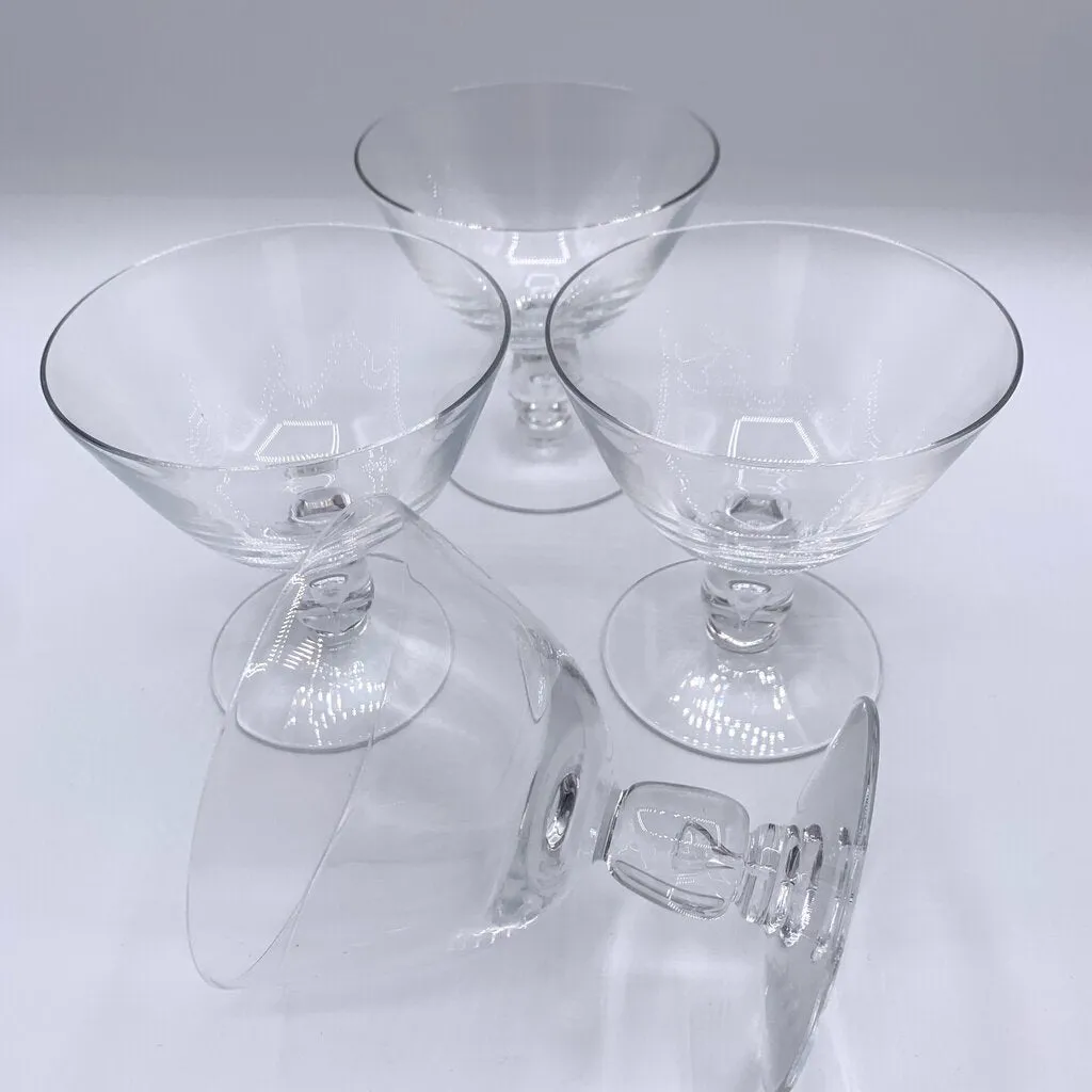 Vintage MCM Fostoria Diadem #6056 Tear Drop Bubble Champagne or Sherbet Glasses Set of 4 /hge