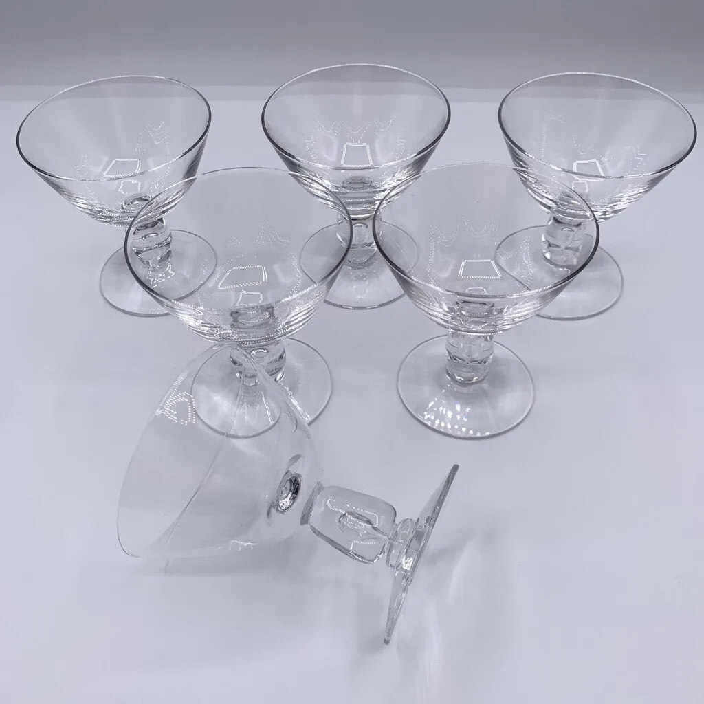 Vintage MCM Fostoria Diadem #6056 Tear Drop Bubble Liquor Cocktail Glasses Set of 6 /hge