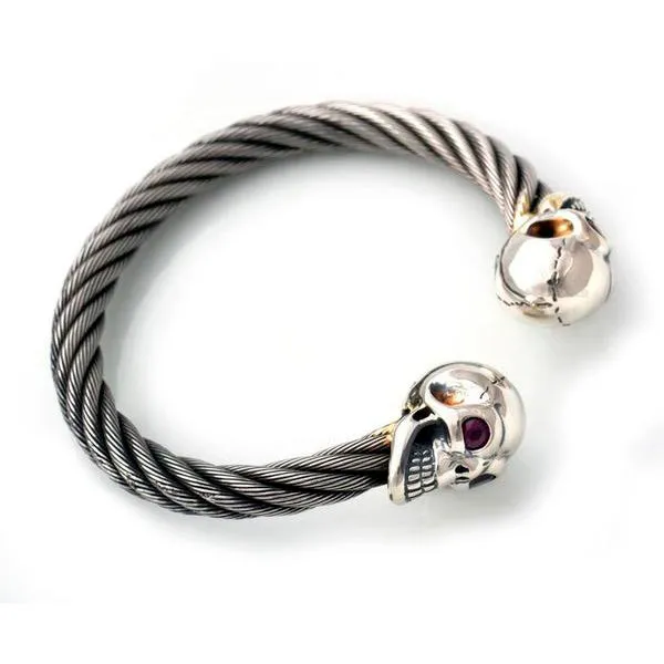 Vintage Skull Cable Bangle Bracelet Bill's Way