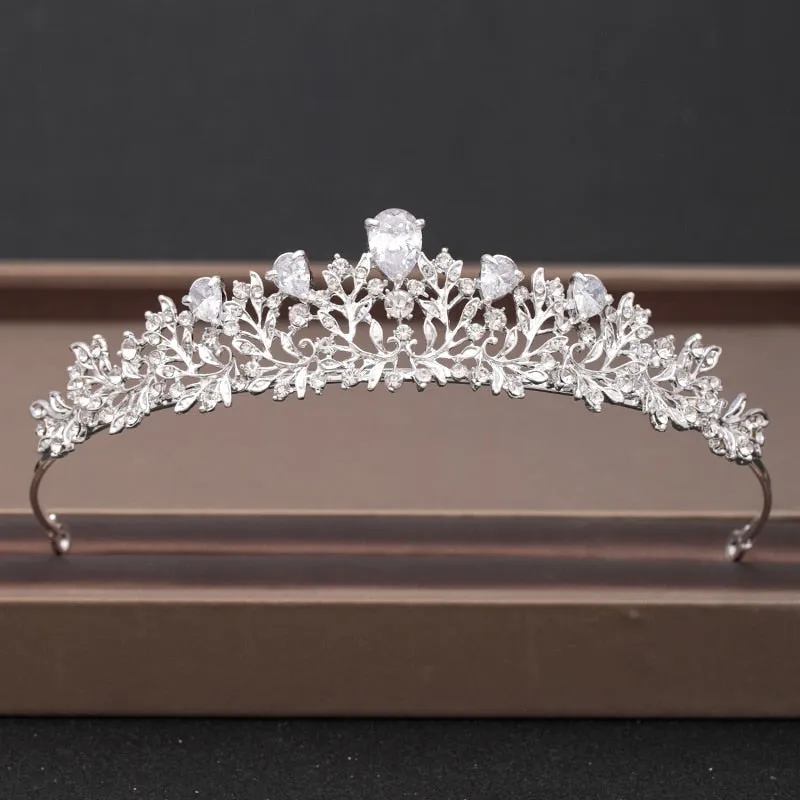 Wedding Crown Hairpiece adorned with Gold and Crystal Accents