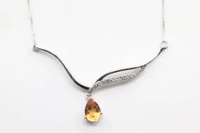 White Gold Citrine Bar Necklace