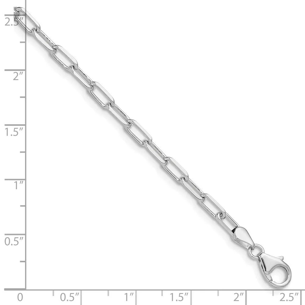 White Gold Leslie's 14k 3.5mm 7 Inches Solid Beveled Diamond Cut Paperclip Chain Bracelet Model-7357-7