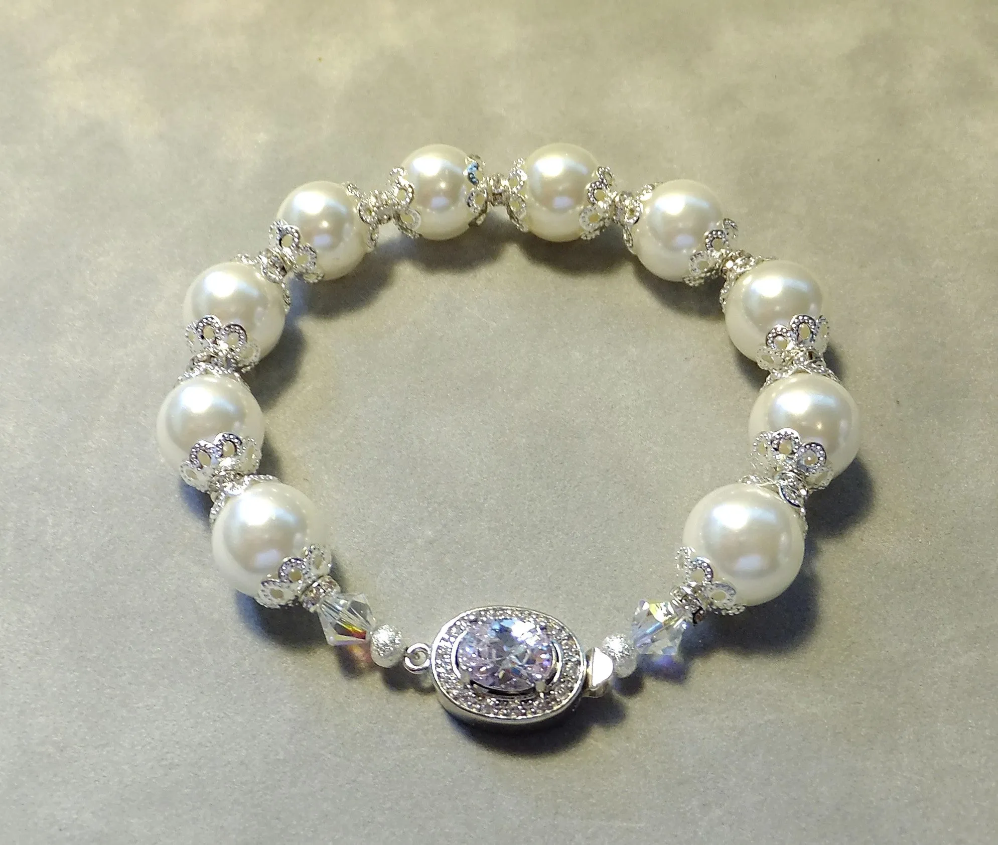 White Mother Of Pearl and Silver Bracelet