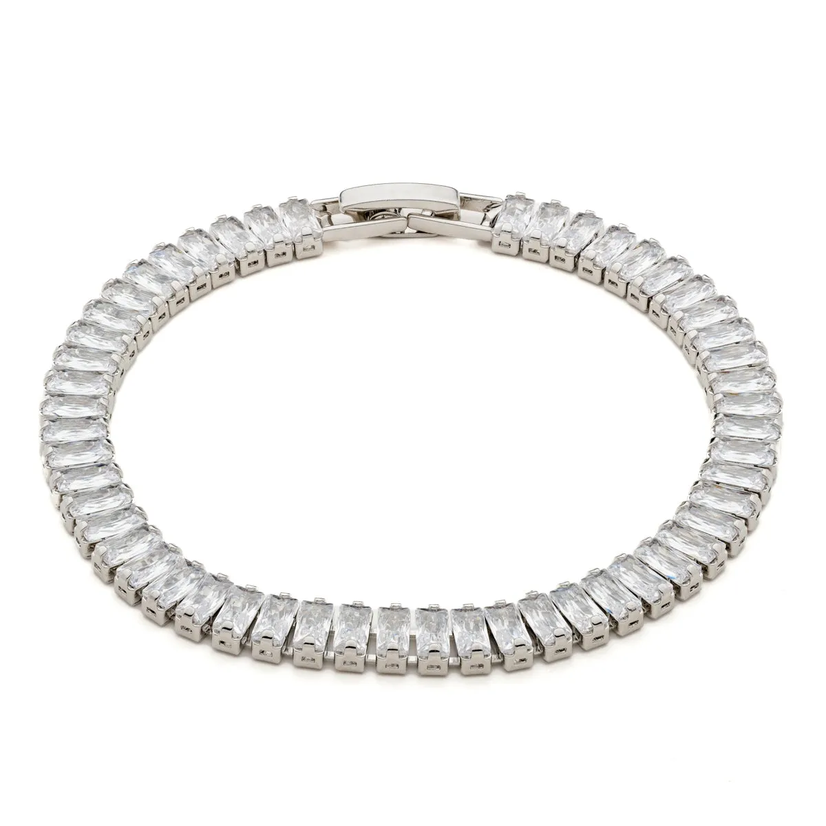 White Rectangular Zirconia Tennis Bracelet