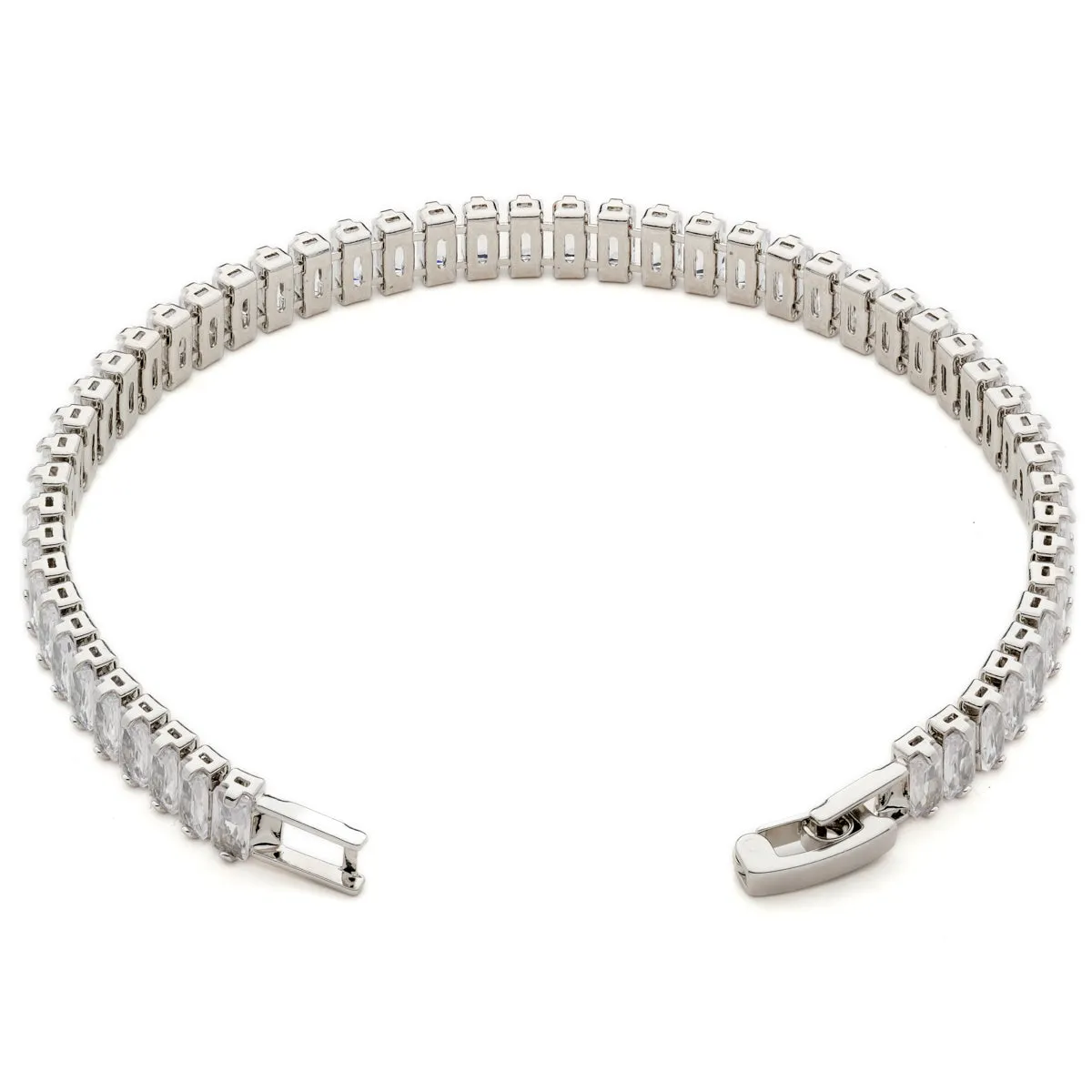 White Rectangular Zirconia Tennis Bracelet