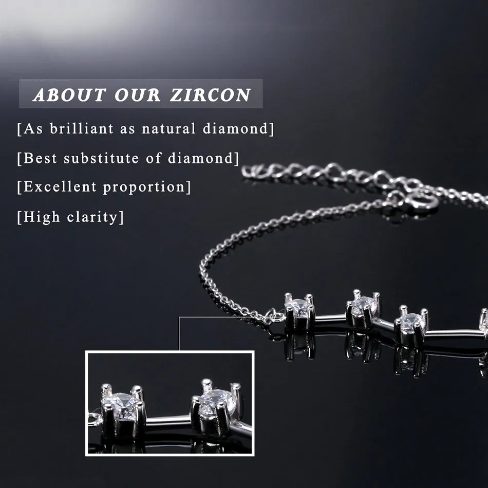 Women's Link Chain Bracelets With Cubic Zirconia Prong Setting