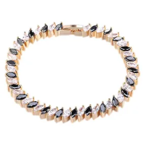 Women's Luxury Bracelet With Clear& Black Cubic Zircon Inlay