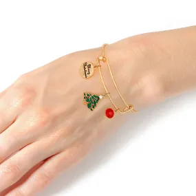 Xmas Tree Charm Wire Bangle