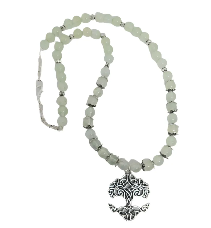 Yggdrasil Necklace with Green Grape Stone Crystal