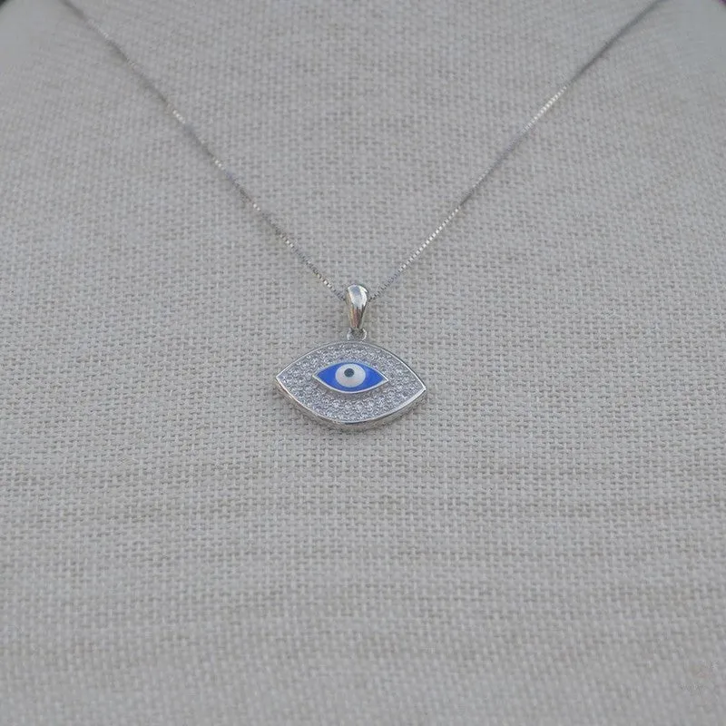 Zircon Eye and Evil Eye Pupil Silver Pendant