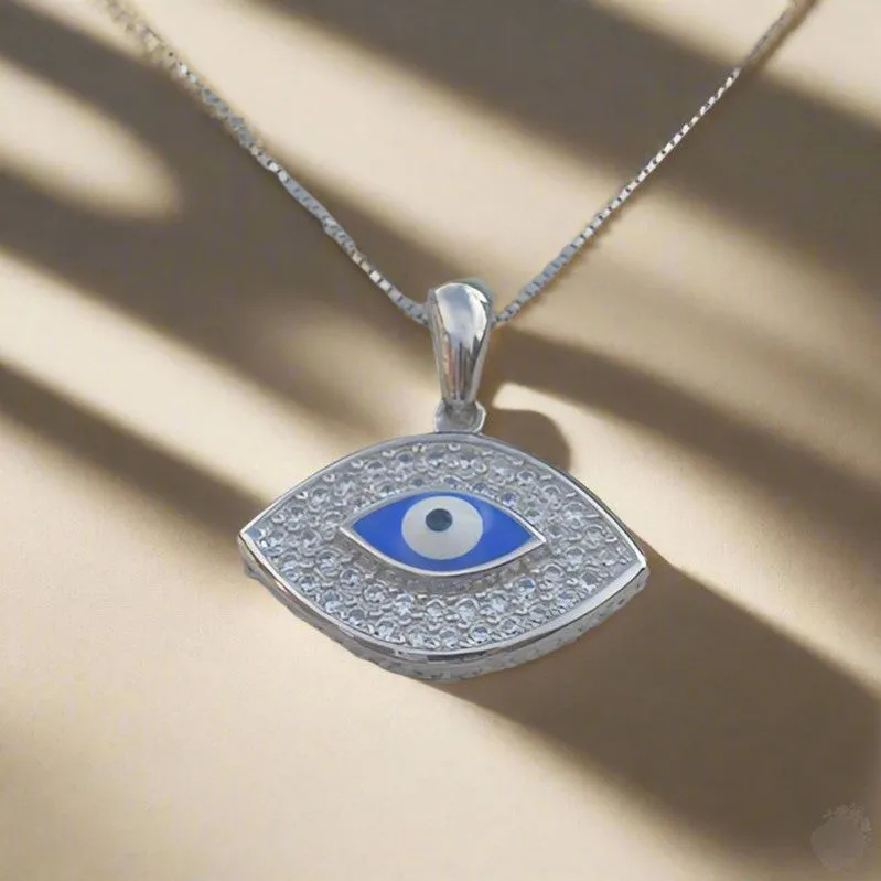 Zircon Eye and Evil Eye Pupil Silver Pendant