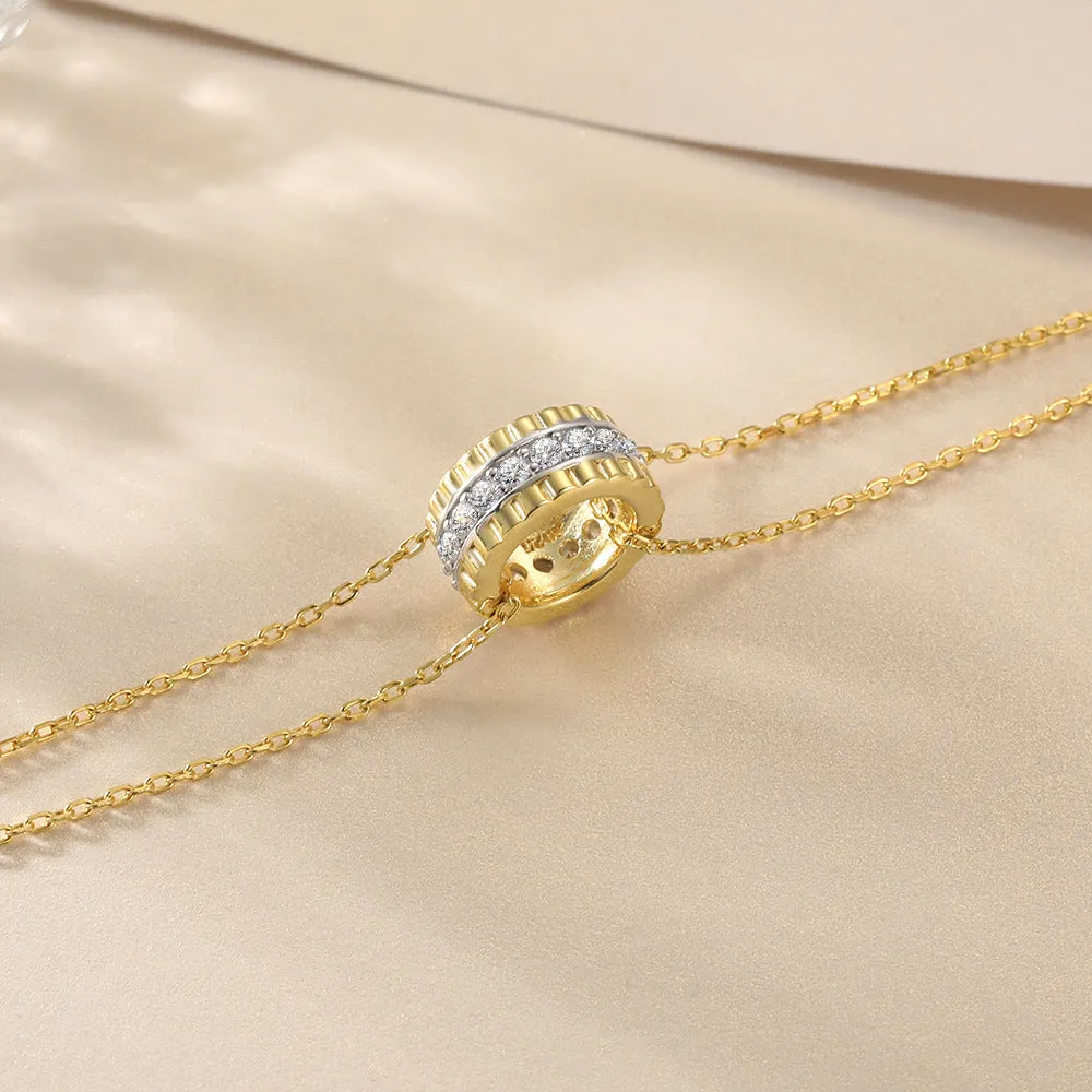 Zircon Golden Ring Pendant Sterling Silver Bracelet