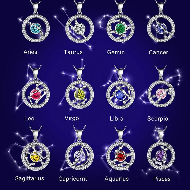 Zodiac Sagittarius Necklace November Birthstone Pendant Jewelry Women Girls Birthday Gift